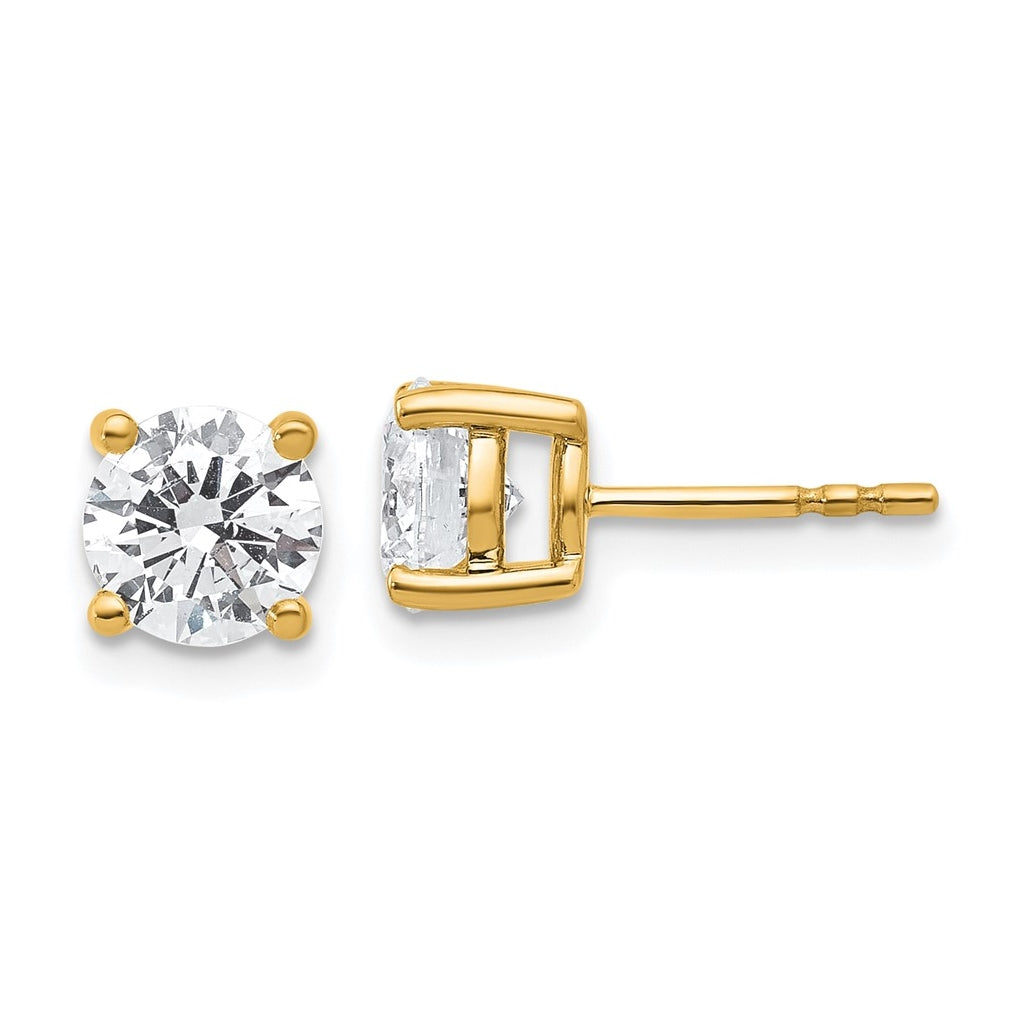 18k Yellow Or White Gold Or Platinum Or Sterling Silver Lab Grown Diamond VS+ F+ Round Complete Four Prong Stud Earrings