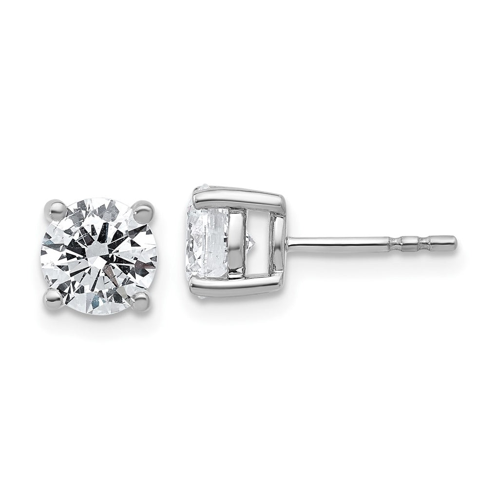 18k Yellow Or White Gold Or Platinum Or Sterling Silver Lab Grown Diamond VS+ F+ Round Complete Four Prong Stud Earrings