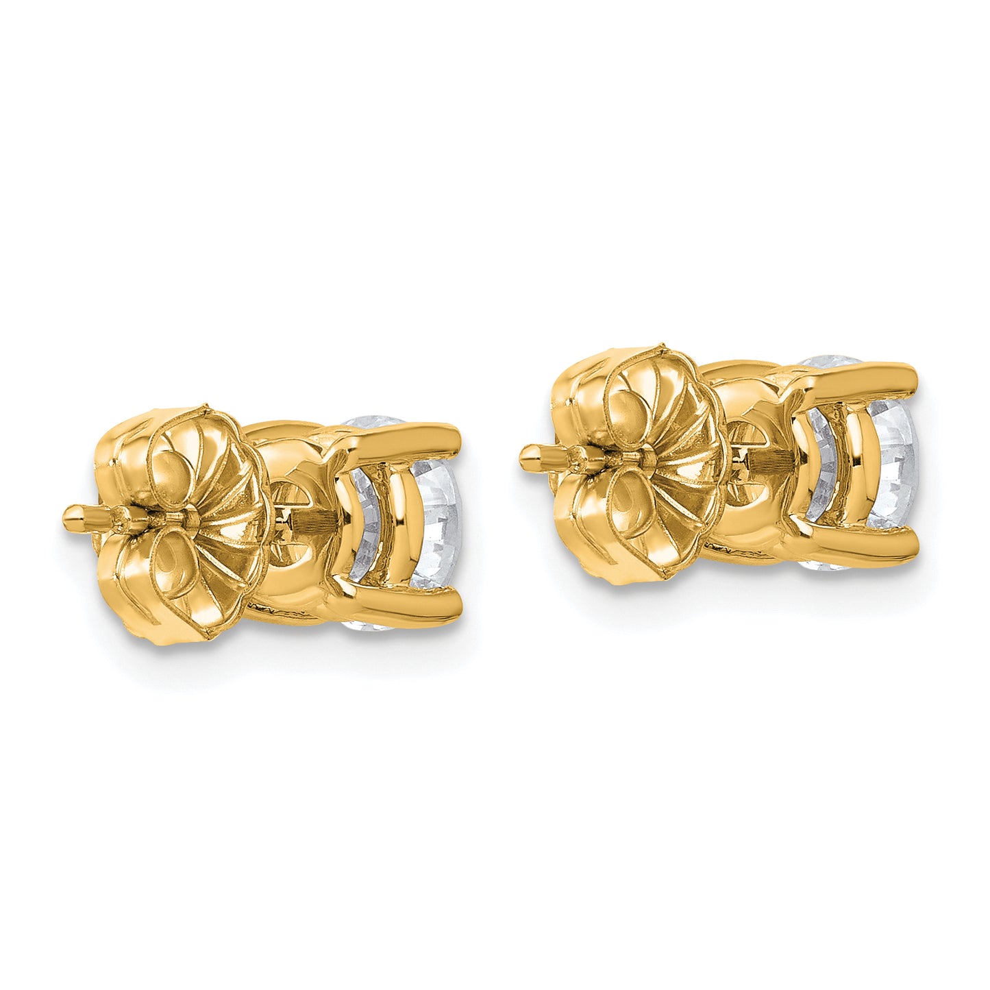 14K Yellow Gold 2 carat total weight Round VS/SI DEF Lab Grown Diamond 4 Prong Stud Post Earrings