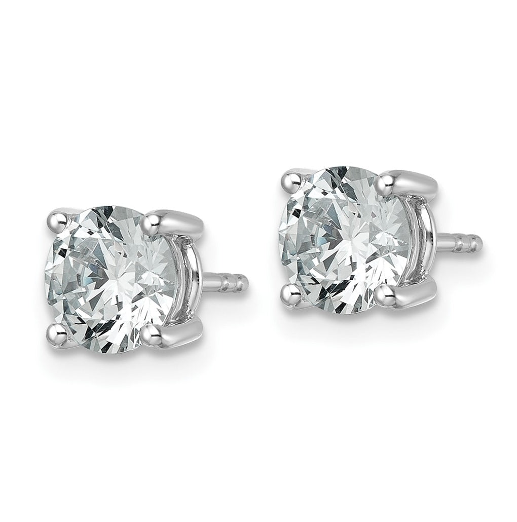 18k Yellow Or White Gold Or Platinum Or Sterling Silver Lab Grown Diamond VS+ F+ Round Complete Four Prong Stud Earrings