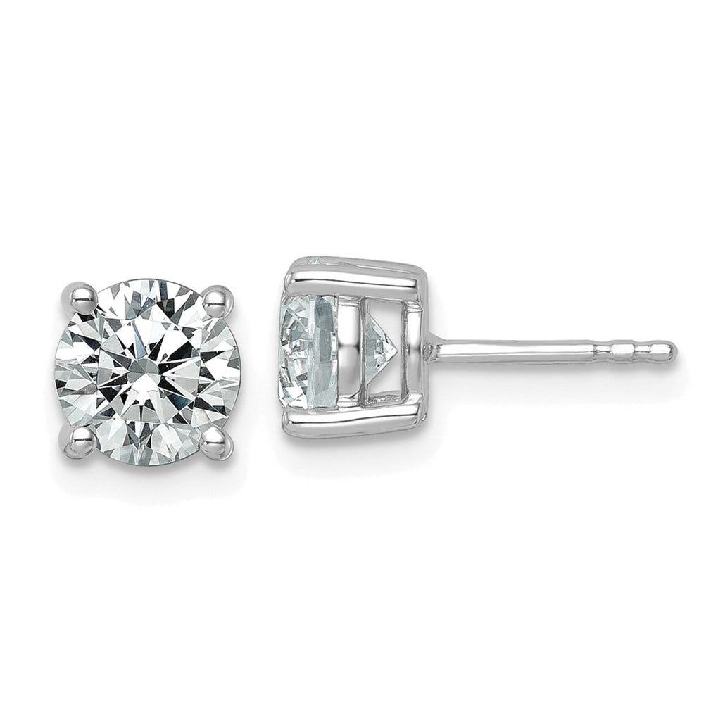 18k Yellow Or White Gold Or Platinum Or Sterling Silver Lab Grown Diamond VS+ F+ Round Complete Four Prong Stud Earrings