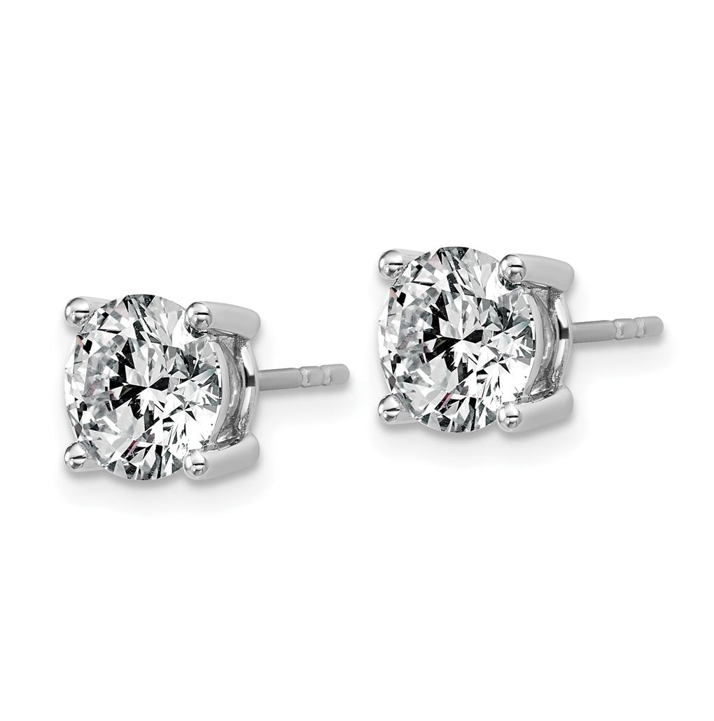 18k Yellow Or White Gold Or Platinum Or Sterling Silver Lab Grown Diamond VS+ F+ Round Complete Four Prong Stud Earrings