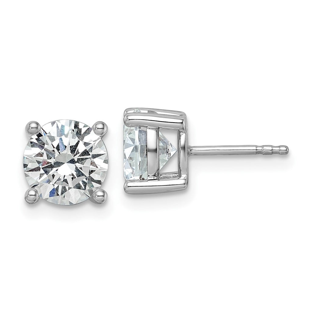 18k Yellow Or White Gold Or Platinum Or Sterling Silver Lab Grown Diamond VS+ F+ Round Complete Four Prong Stud Earrings