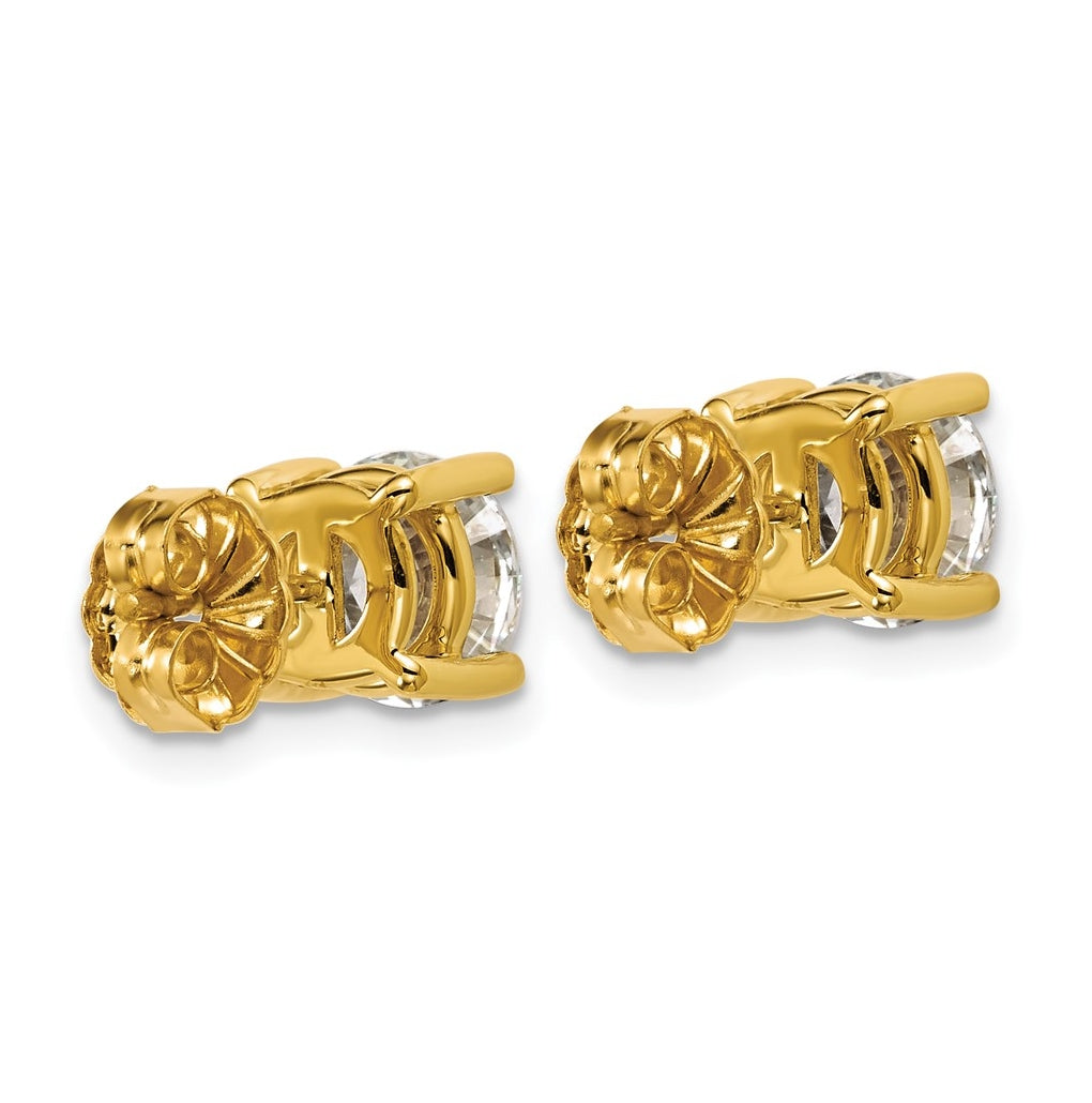 18k Yellow Gold Certified Lab Grown Diamond VS+ F+ Round Complete Four Prong Stud Earrings