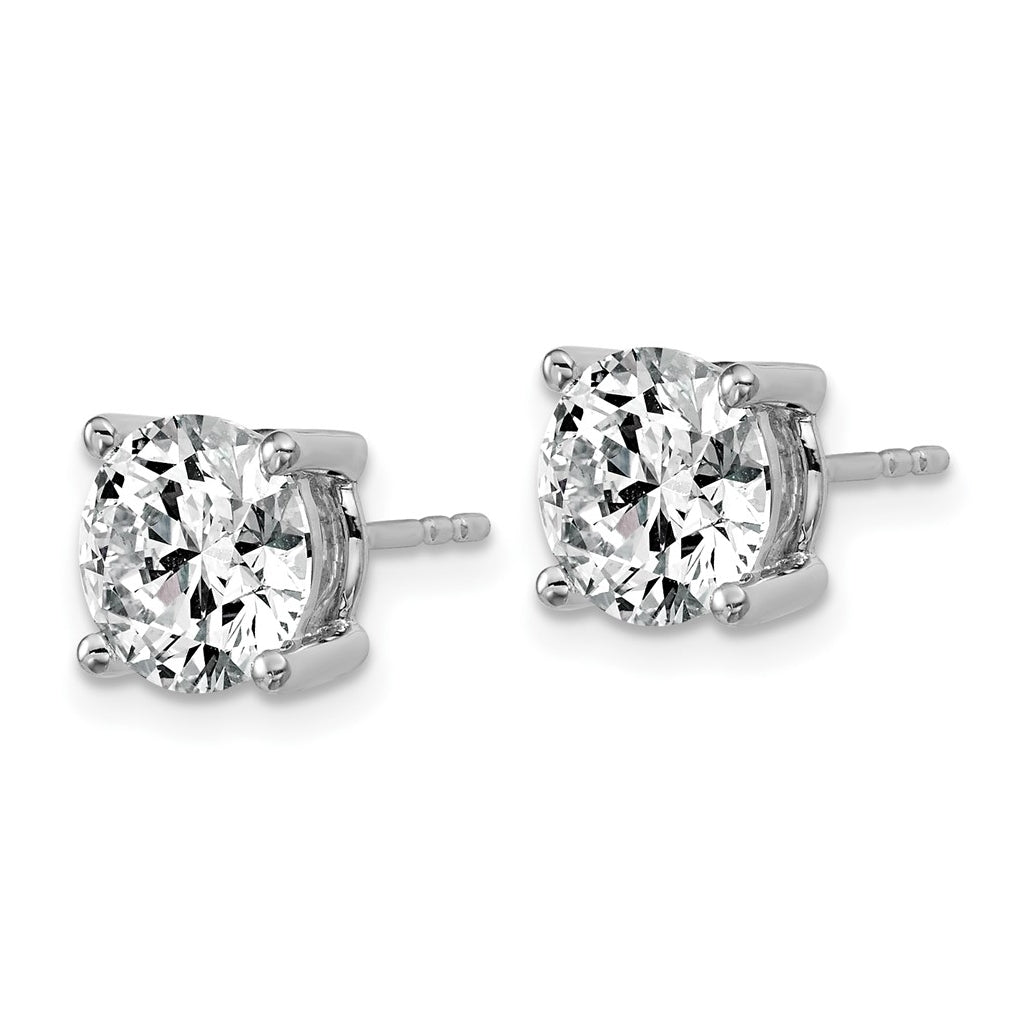 18k Yellow Or White Gold Or Platinum Or Sterling Silver Lab Grown Diamond VS+ F+ Round Complete Four Prong Stud Earrings