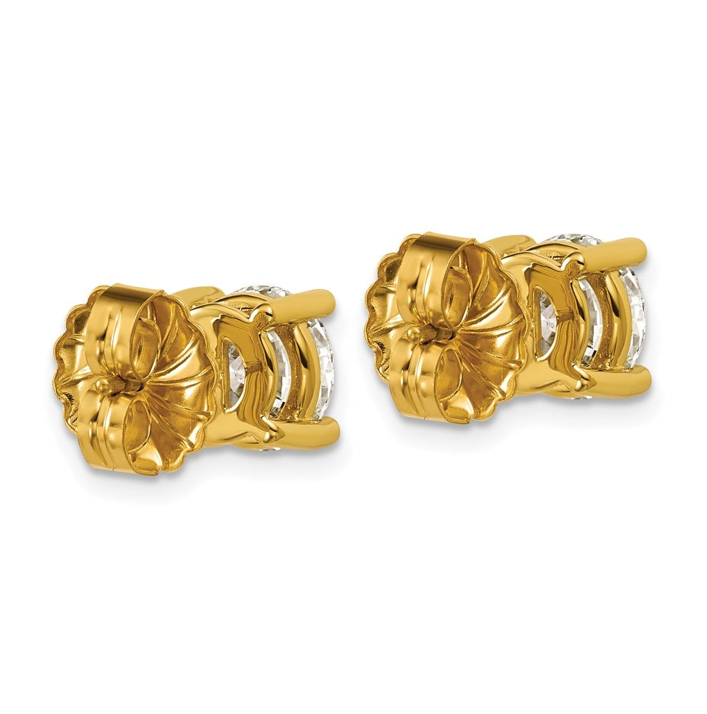 18k Yellow Gold Certified Lab Grown Diamond VS+ F+ Round Complete Four Prong Stud Earrings