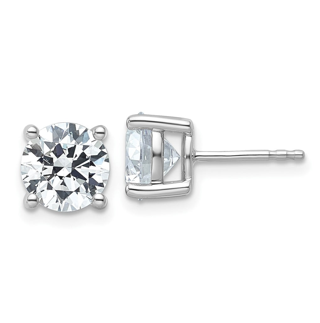 18k Yellow Or White Gold Or Platinum Or Sterling Silver Lab Grown Diamond VS+ F+ Round Complete Four Prong Stud Earrings