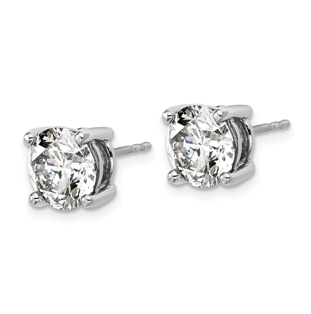 18k Yellow Or White Gold Or Platinum Or Sterling Silver Lab Grown Diamond VS+ F+ Round Complete Four Prong Stud Earrings