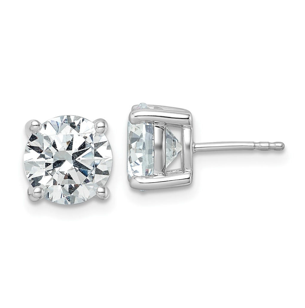 18k Yellow Or White Gold Or Platinum Or Sterling Silver Lab Grown Diamond VS+ F+ Round Complete Four Prong Stud Earrings
