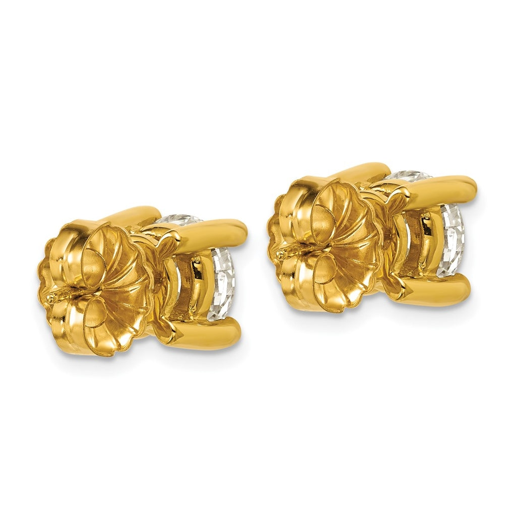 18k Yellow Gold Certified Lab Grown Diamond VS+ F+ Round Complete Four Prong Stud Earrings