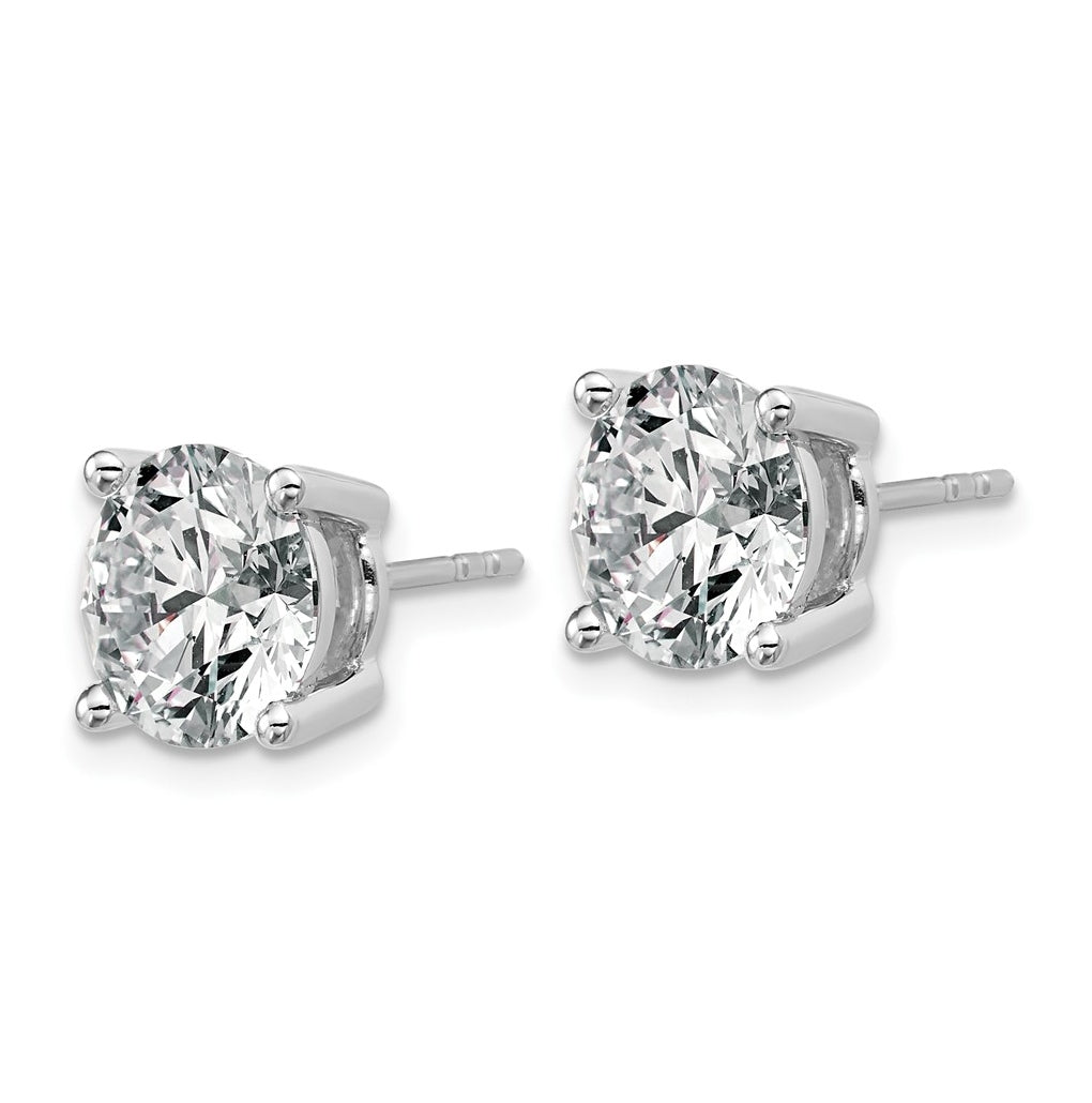 18k Yellow Or White Gold Or Platinum Or Sterling Silver Lab Grown Diamond VS+ F+ Round Complete Four Prong Stud Earrings