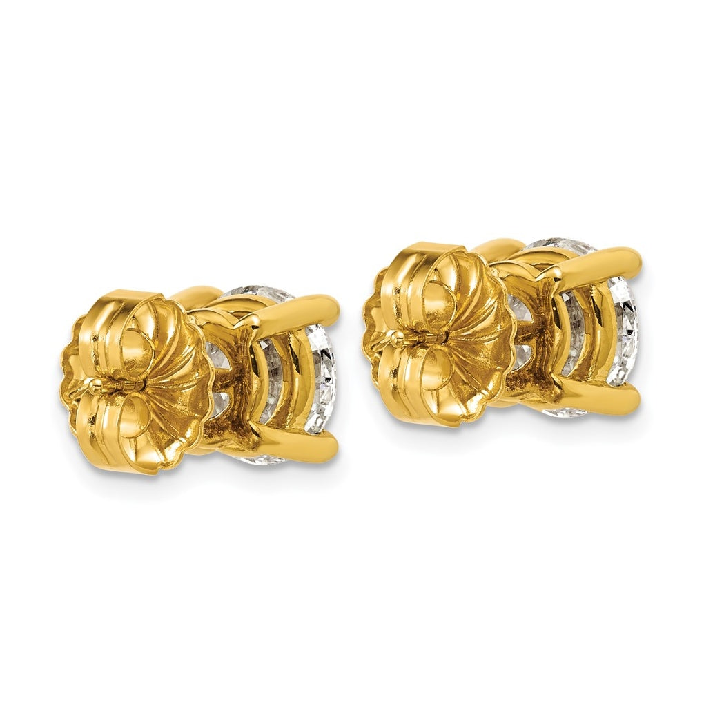 18k Yellow Gold Certified Lab Grown Diamond VS+ F+ Round Complete Four Prong Stud Earrings