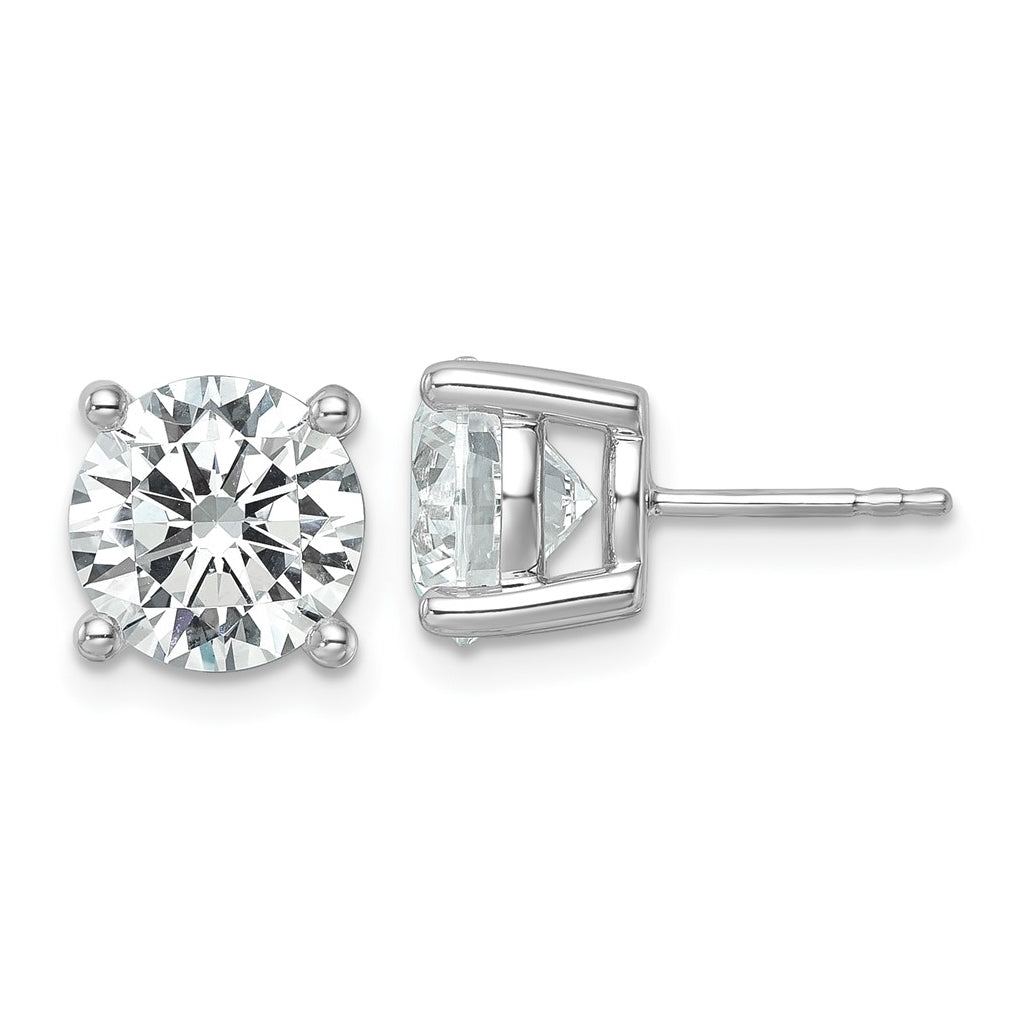 18k Yellow Or White Gold Or Platinum Or Sterling Silver Lab Grown Diamond VS+ F+ Round Complete Four Prong Stud Earrings