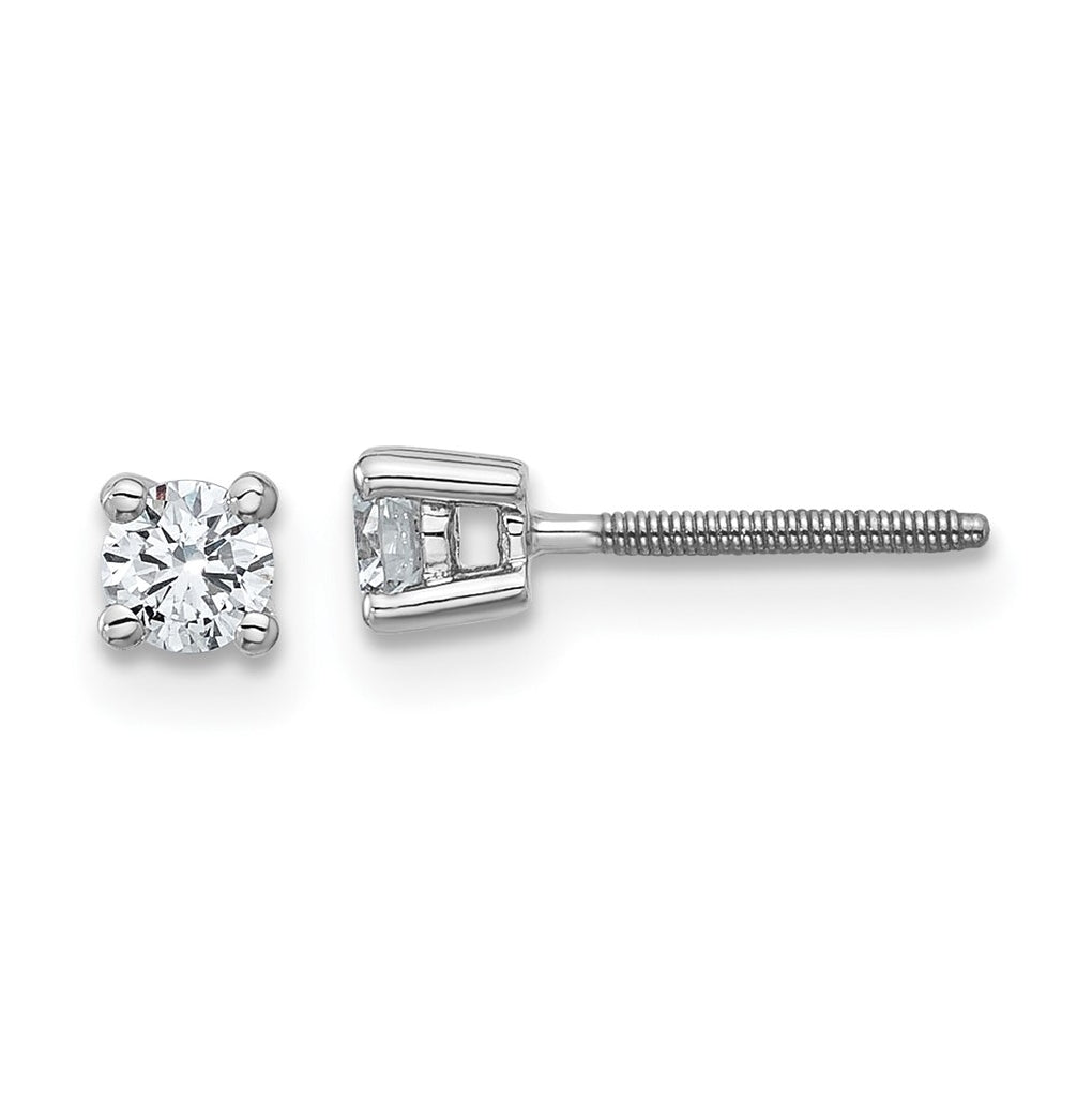 18K Yellow Or White Gold Or Platinum Certified Lab Grown Diamond VS+ F+ Round Complete Four Prong Screwback Stud Earrings