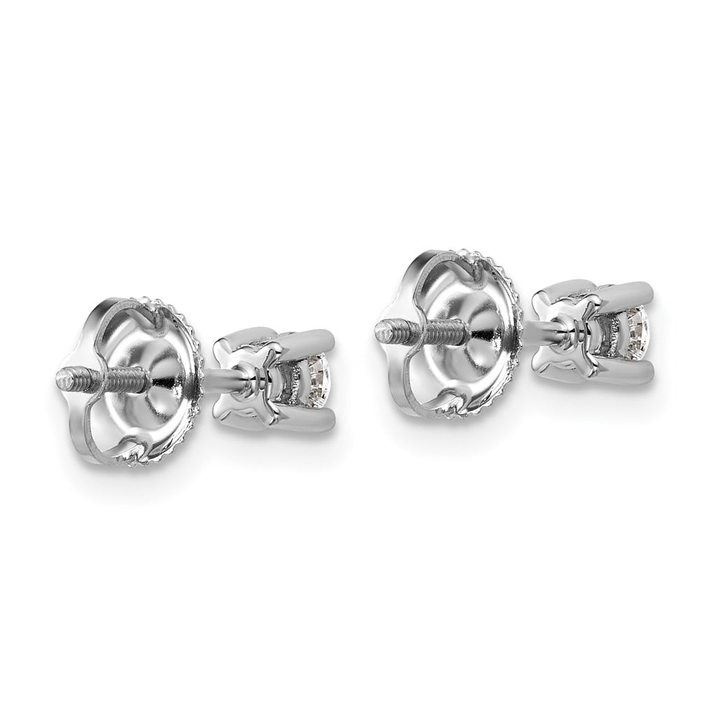 18K Yellow Or White Gold Or Platinum Lab Grown Diamond VS+ F+ Round Complete Four Prong Screwback Stud Earrings