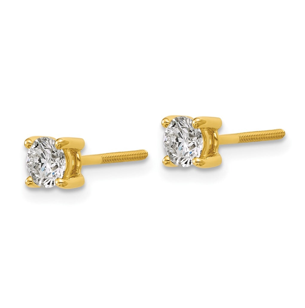 18K Yellow Or White Gold Or Platinum Lab Grown Diamond VS+ F+ Round Complete Four Prong Screwback Stud Earrings