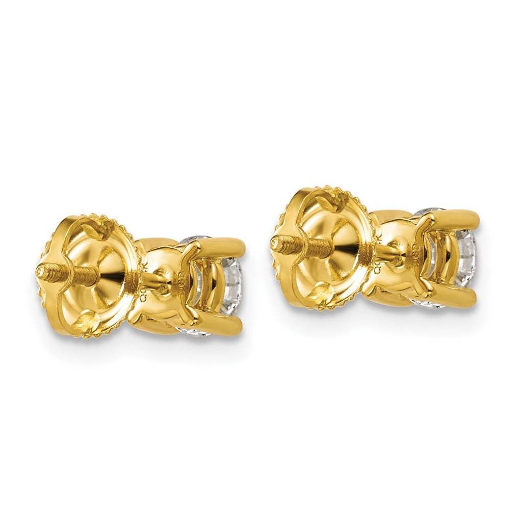 18K Yellow Or White Gold Or Platinum Certified Lab Grown Diamond VS+ F+ Round Complete Four Prong Screwback Stud Earrings