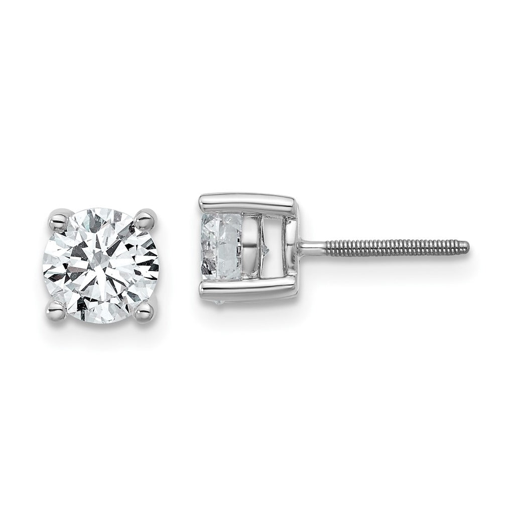 18K Yellow Or White Gold Or Platinum Certified Lab Grown Diamond VS+ F+ Round Complete Four Prong Screwback Stud Earrings