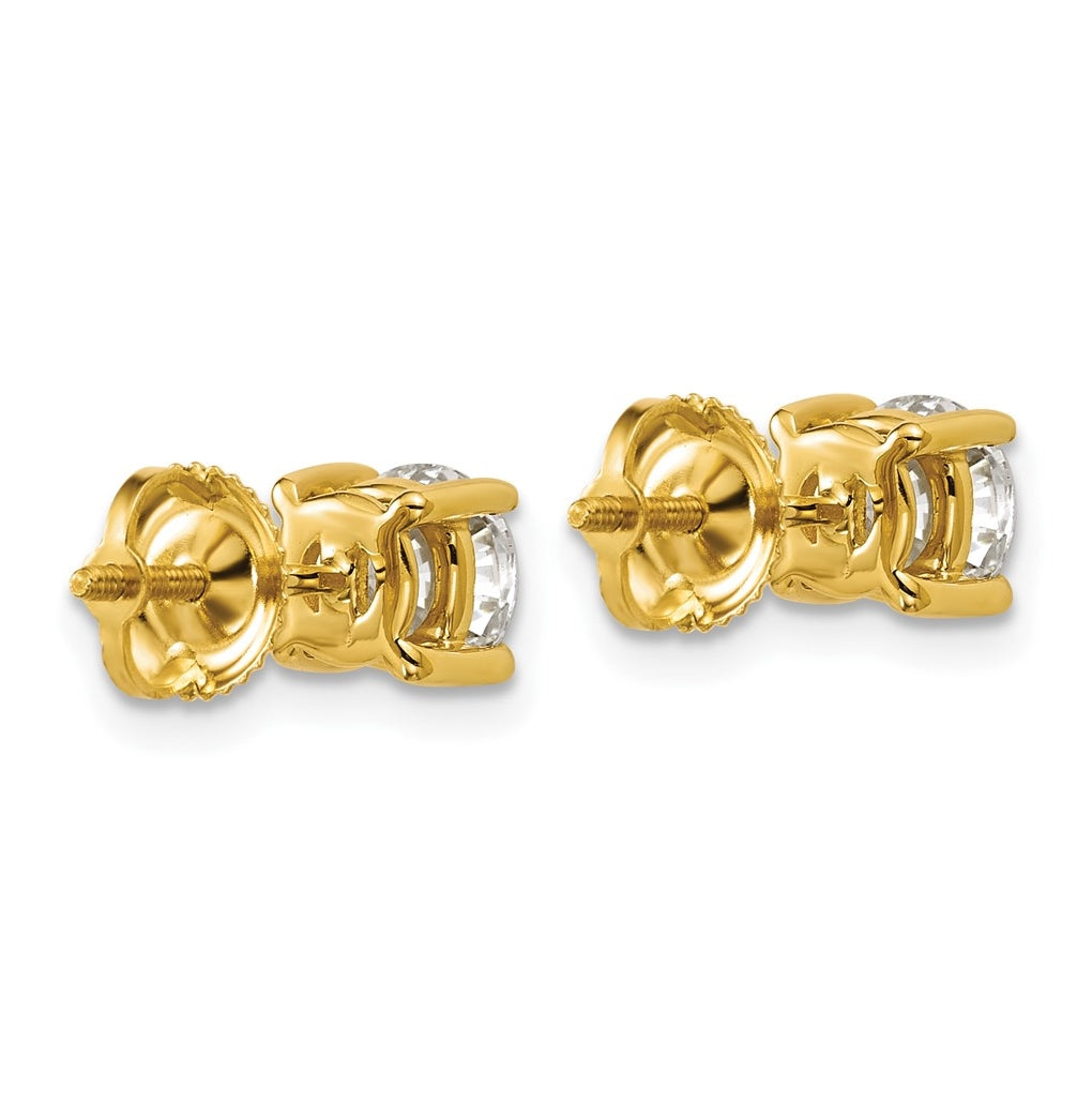 18K Yellow Or White Gold Or Platinum Lab Grown Diamond VS+ F+ Round Complete Four Prong Screwback Stud Earrings