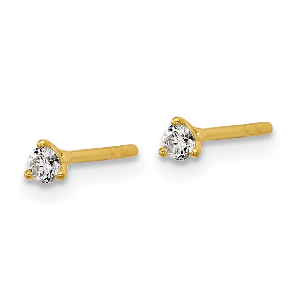 18k Yellow Or White Gold Or Platinum Lab Grown Diamond VS+ F+ Round Complete Three Prong Stud Earrings