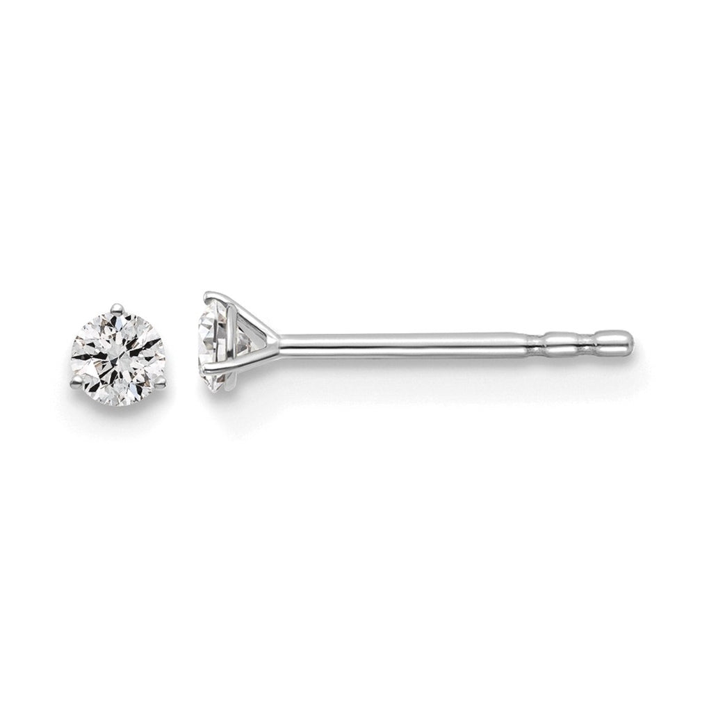 18k Yellow Or White Gold Or Platinum Lab Grown Diamond VS+ F+ Round Complete Three Prong Stud Earrings