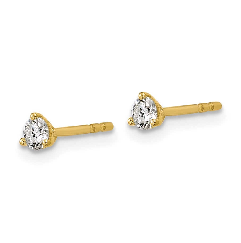 18k Yellow Or White Gold Or Platinum Certified Lab Grown Diamond VS+ F+ Round Complete Three Prong Stud Earrings