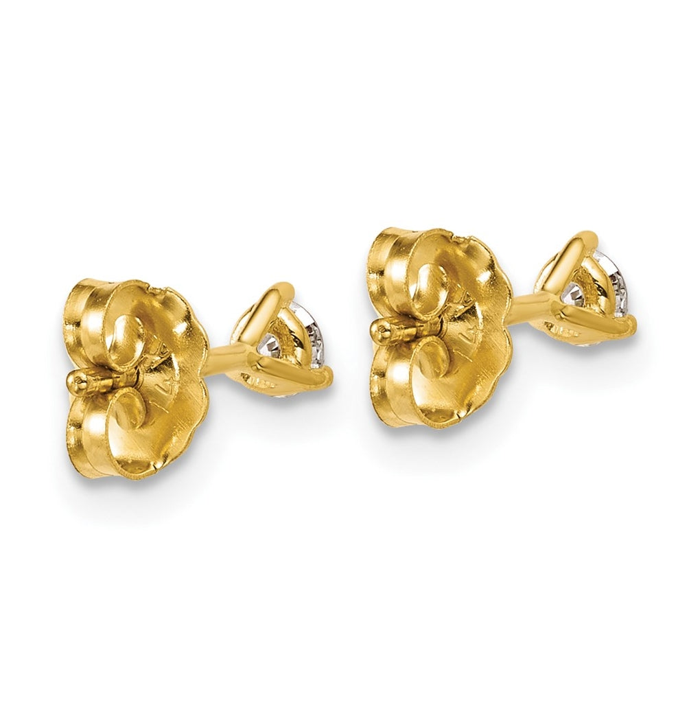 18k Yellow Or White Gold Or Platinum Certified Lab Grown Diamond VS+ F+ Round Complete Three Prong Stud Earrings