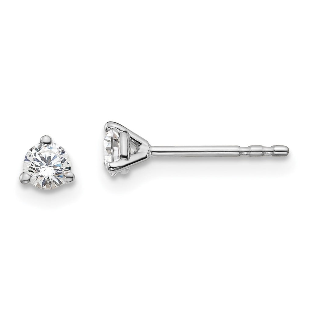 18k Yellow Or White Gold Or Platinum Certified Lab Grown Diamond VS+ F+ Round Complete Three Prong Stud Earrings