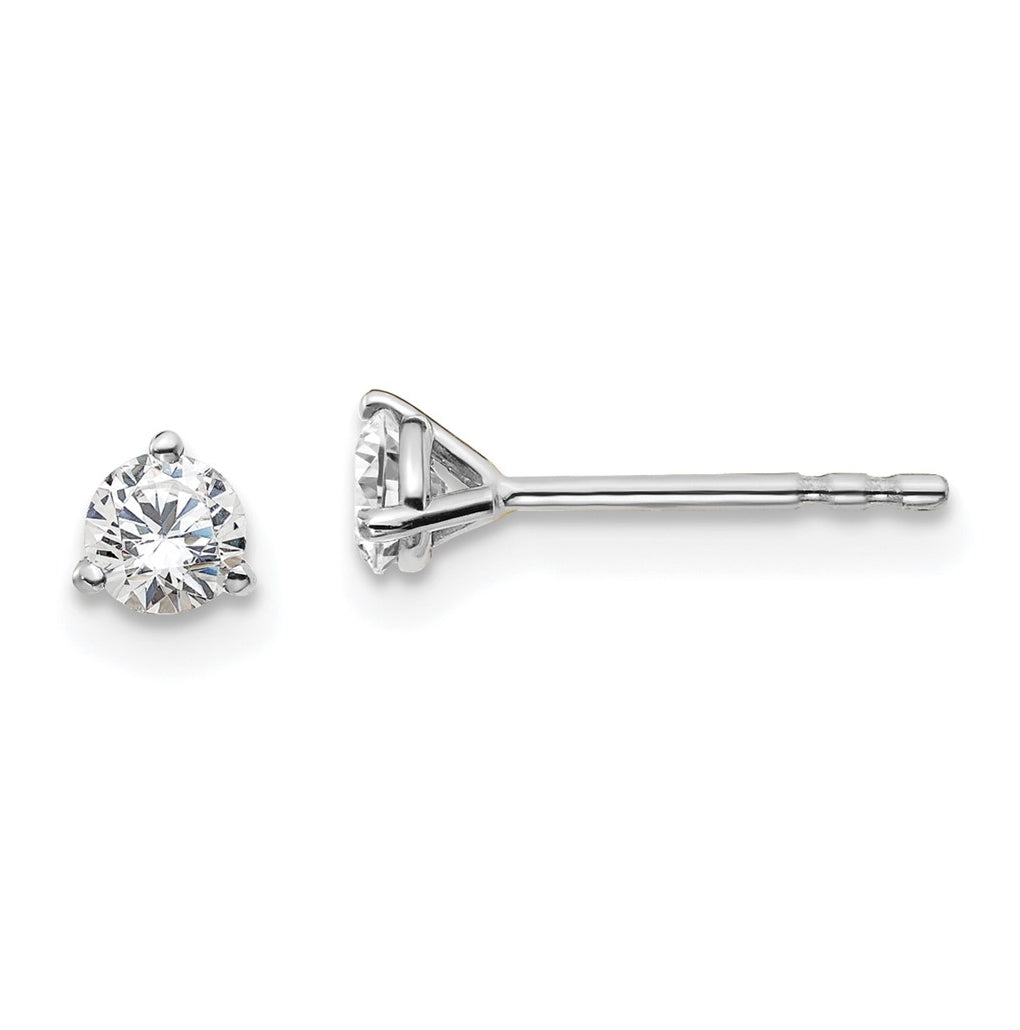 18k Yellow Or White Gold Or Platinum Certified Lab Grown Diamond VS+ F+ Round Complete Three Prong Stud Earrings