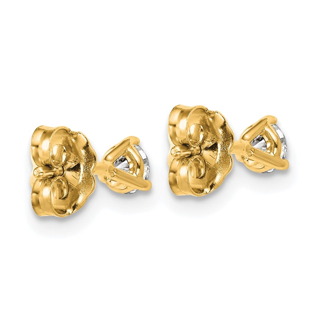18k Yellow Or White Gold Or Platinum Certified Lab Grown Diamond VS+ F+ Round Complete Three Prong Stud Earrings