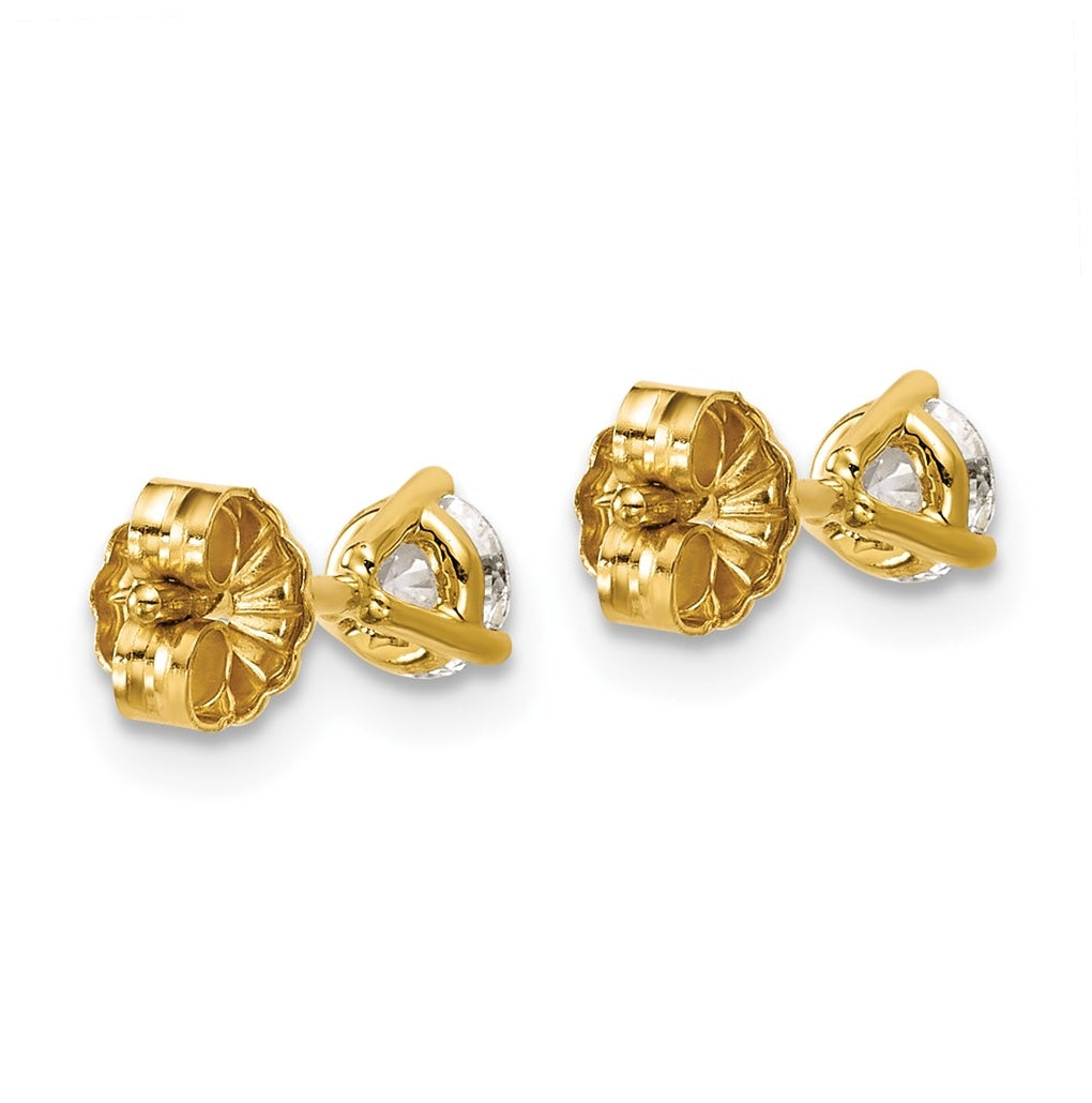 18k Yellow Or White Gold Or Platinum Certified Lab Grown Diamond VS+ F+ Round Complete Three Prong Stud Earrings