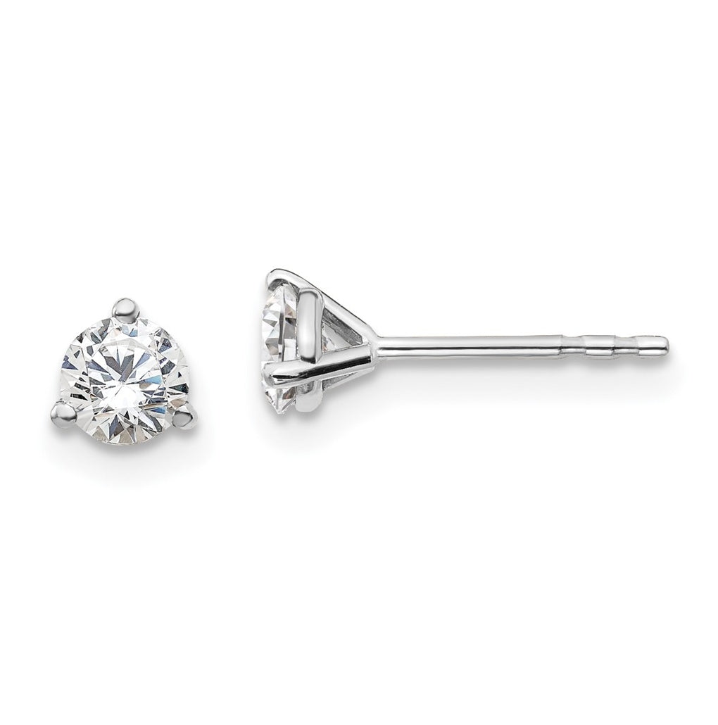 18k Yellow Or White Gold Or Platinum Certified Lab Grown Diamond VS+ F+ Round Complete Three Prong Stud Earrings