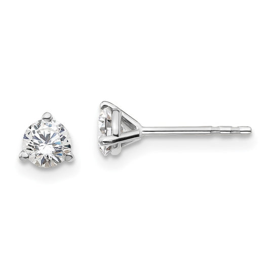 14k White Gold 1/2 carat total weight Round VS/SI GH Lab Grown Diamond 3 Prong Stud Post Earrings