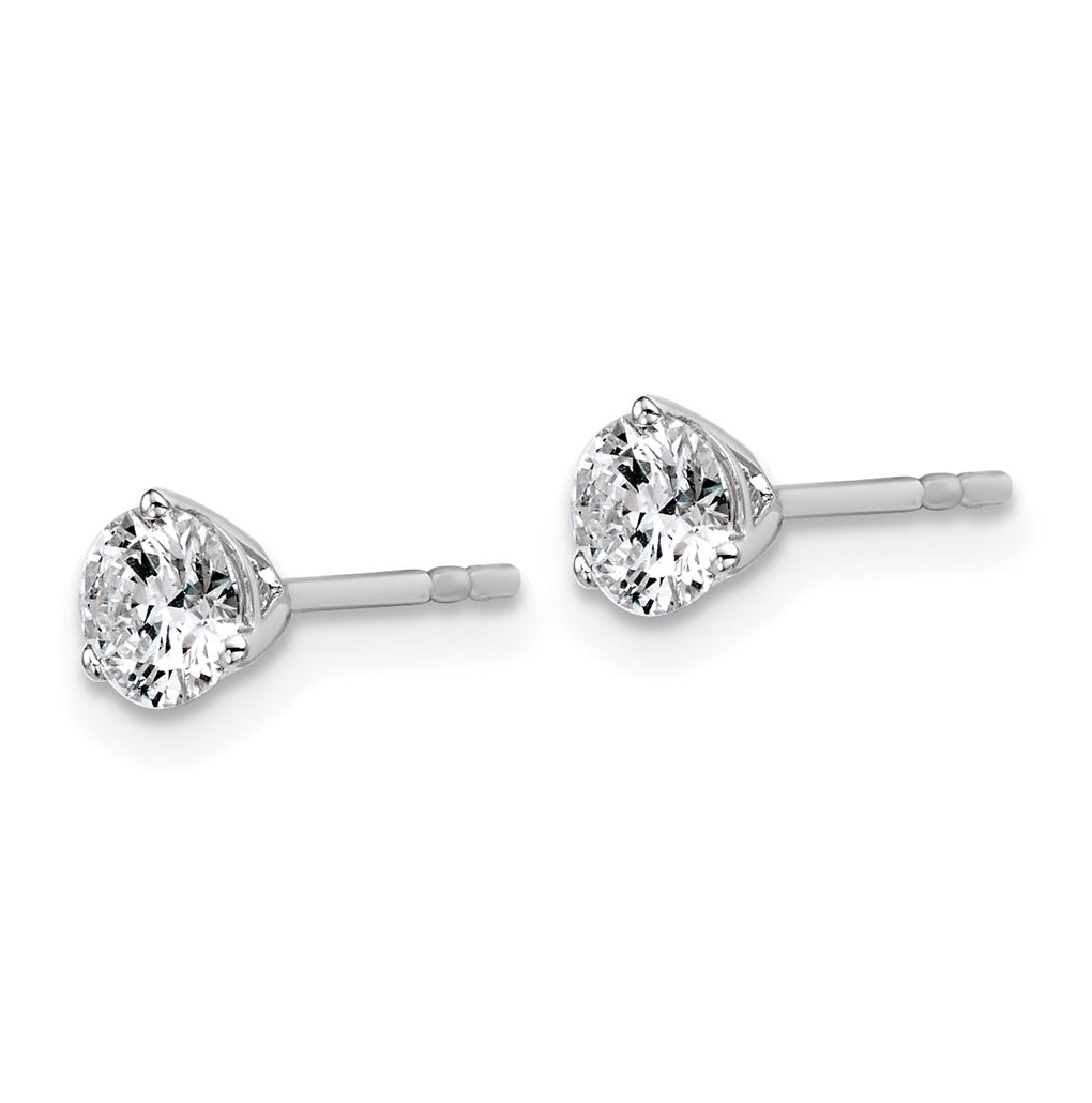 18k Yellow Or White Gold Or Platinum Certified Lab Grown Diamond VS+ F+ Round Complete Three Prong Stud Earrings