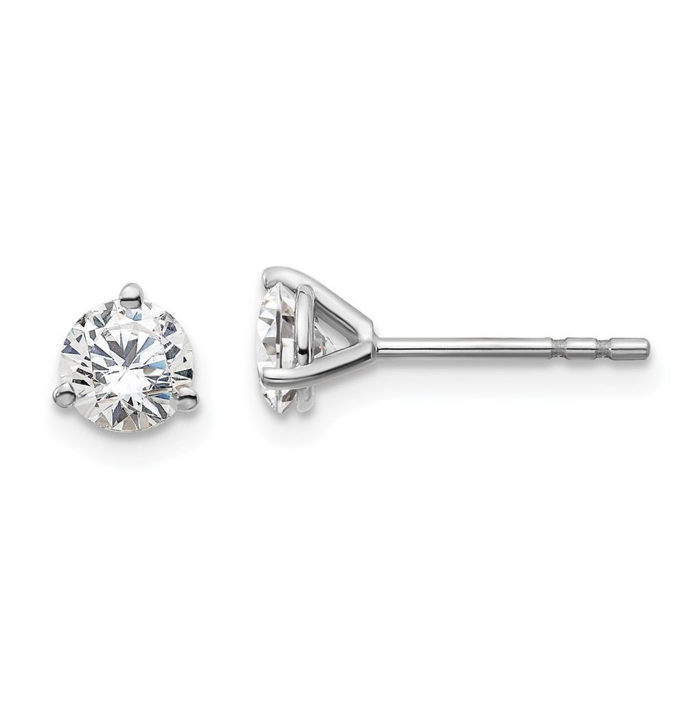 18k Yellow Or White Gold Or Platinum Certified Lab Grown Diamond VS+ F+ Round Complete Three Prong Stud Earrings