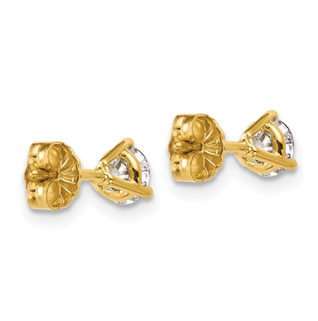 18k Yellow Or White Gold Or Platinum Certified Lab Grown Diamond VS+ F+ Round Complete Three Prong Stud Earrings
