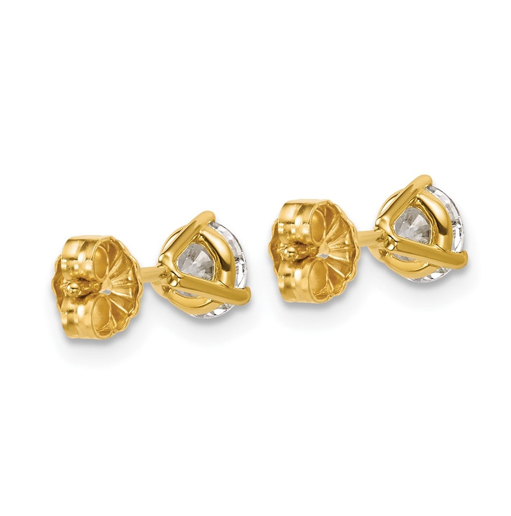 18k Yellow Or White Gold Or Platinum Certified Lab Grown Diamond VS+ F+ Round Complete Three Prong Stud Earrings
