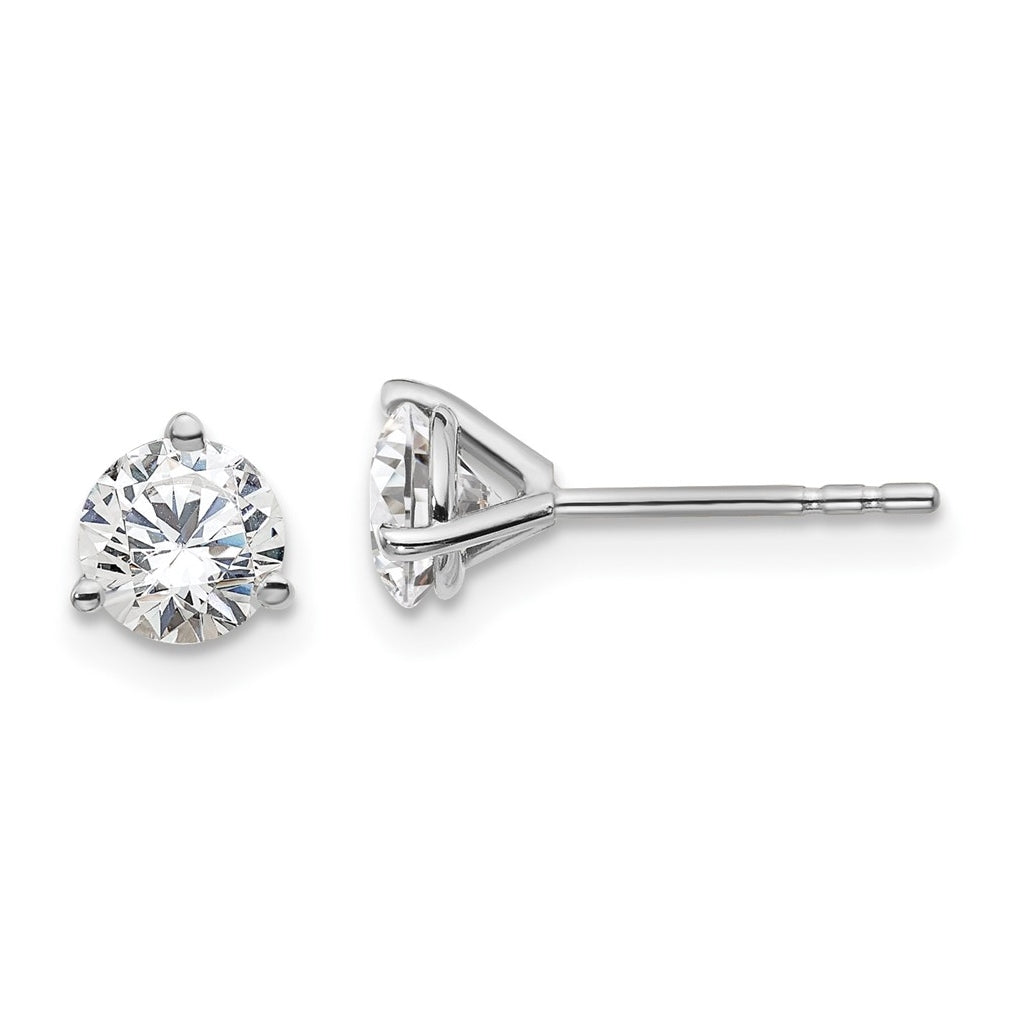 18k Yellow Or White Gold Or Platinum Certified Lab Grown Diamond VS+ F+ Round Complete Three Prong Stud Earrings