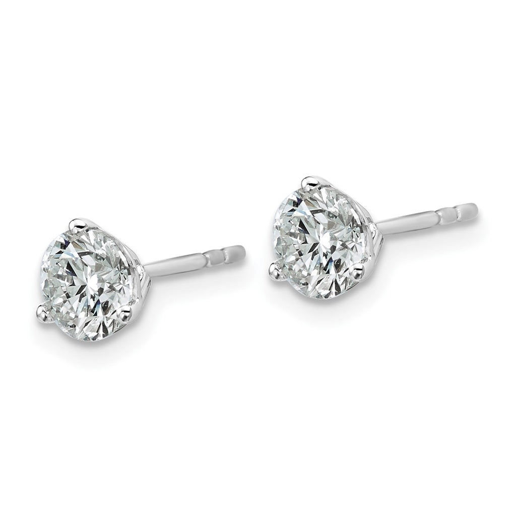 18k Yellow Or White Gold Or Platinum Certified Lab Grown Diamond VS+ F+ Round Complete Three Prong Stud Earrings