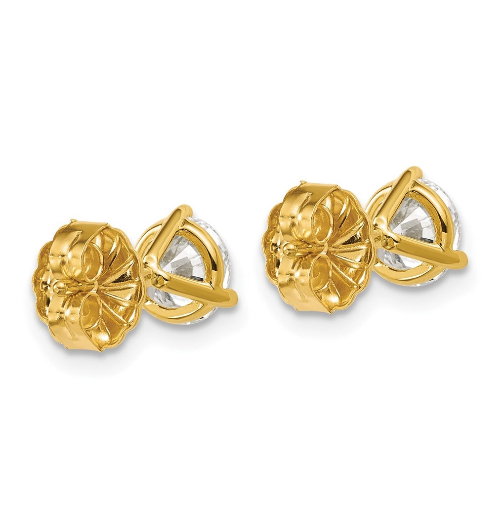 18k Yellow Or White Gold Or Platinum Certified Lab Grown Diamond VS+ F+ Round Complete Three Prong Stud Earrings