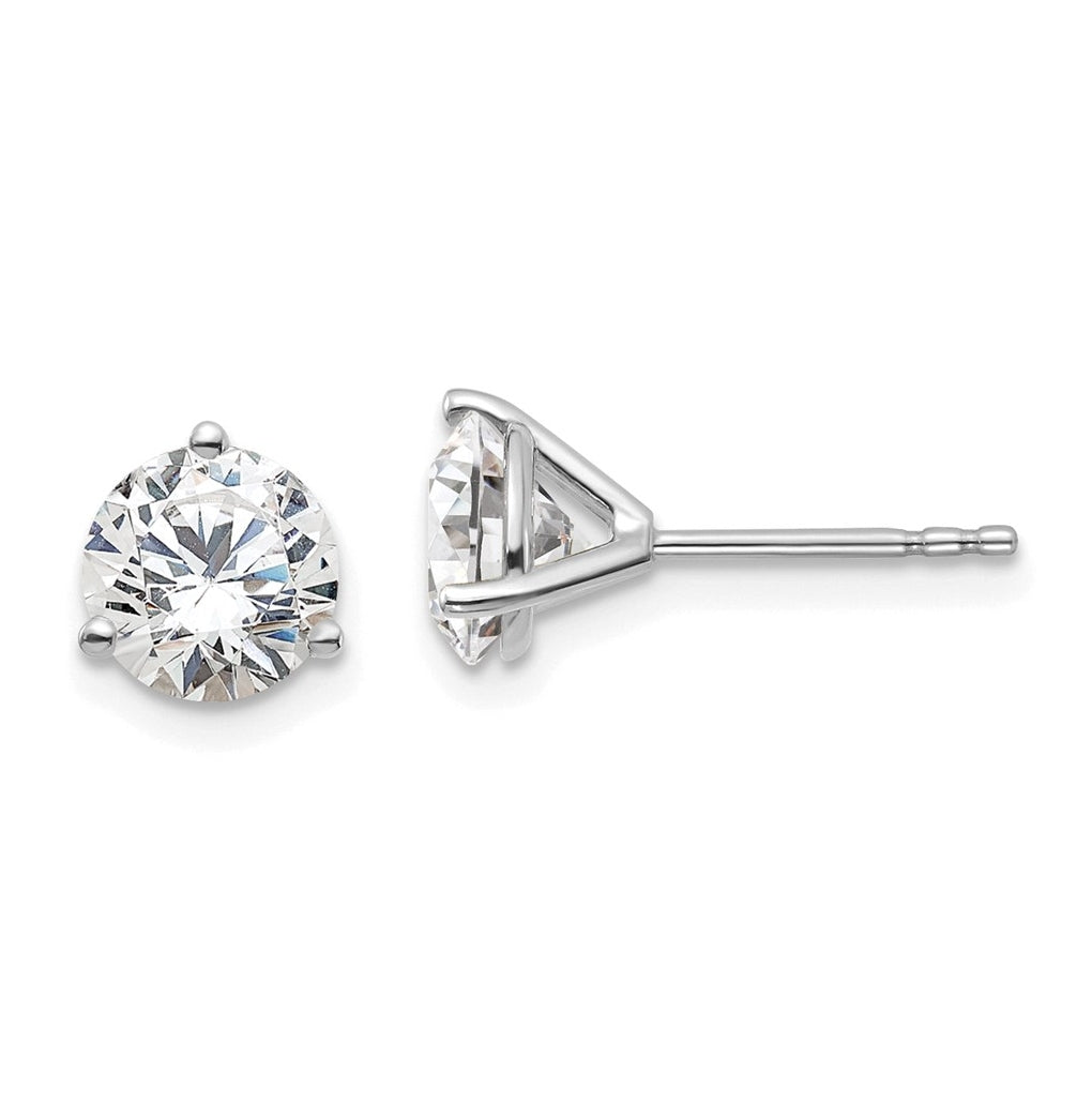 18k Yellow Or White Gold Or Platinum Certified Lab Grown Diamond VS+ F+ Round Complete Three Prong Stud Earrings