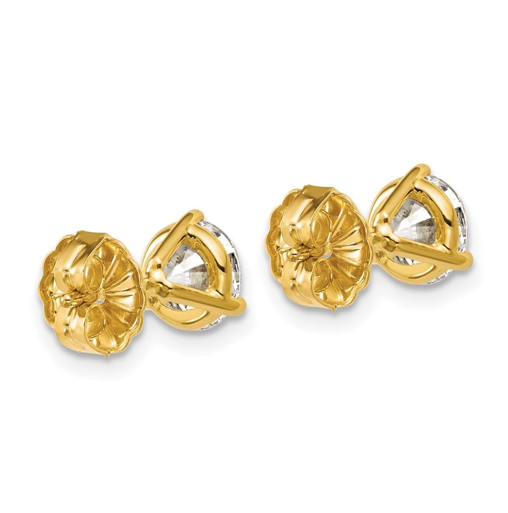 18k Yellow Or White Gold Or Platinum Certified Lab Grown Diamond VS+ F+ Round Complete Three Prong Stud Earrings
