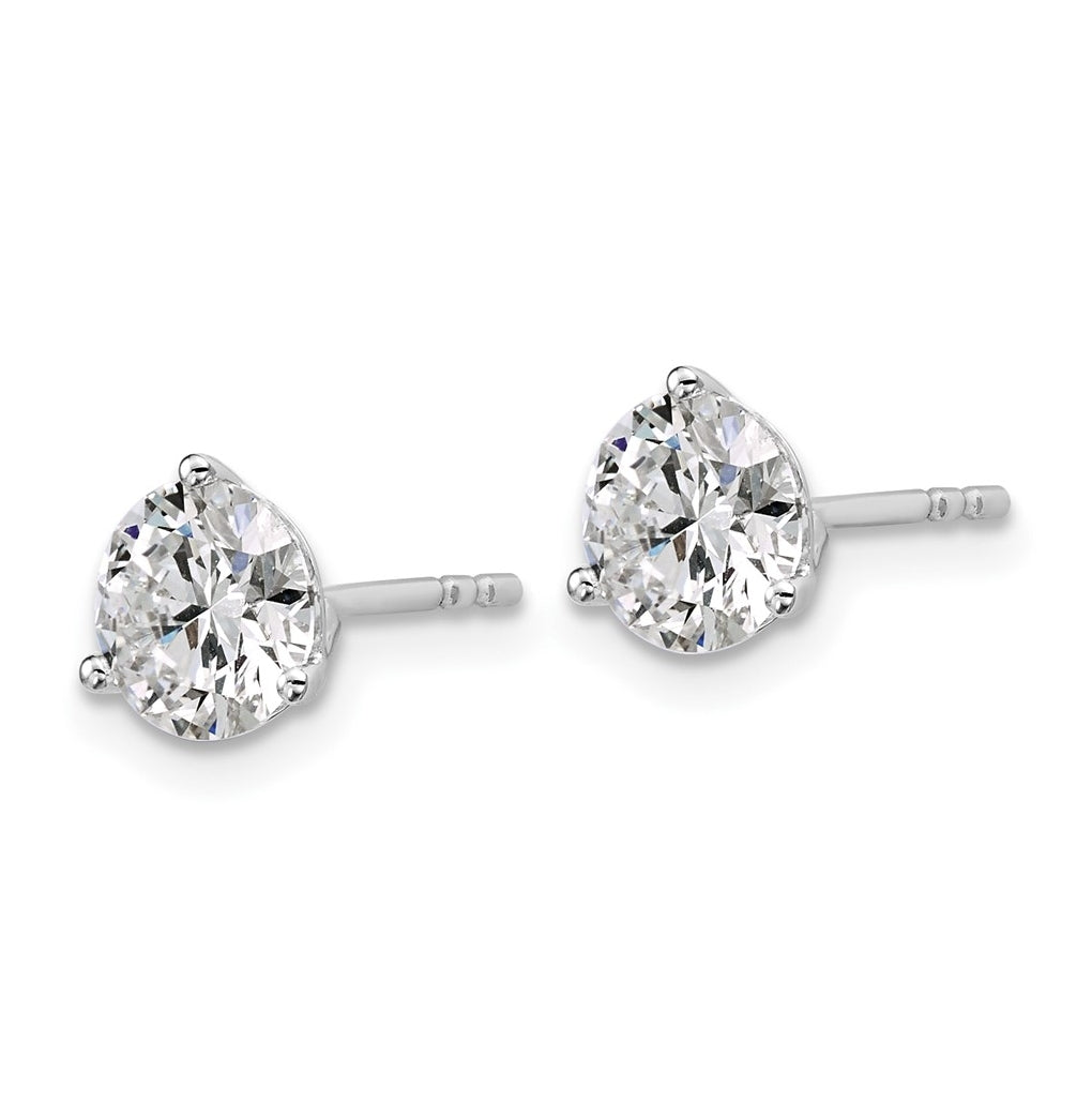 18k Yellow Or White Gold Or Platinum Certified Lab Grown Diamond VS+ F+ Round Complete Three Prong Stud Earrings