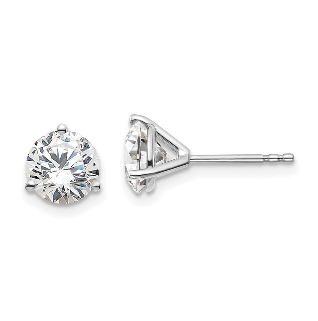 18k Yellow Or White Gold Or Platinum Certified Lab Grown Diamond VS+ F+ Round Complete Three Prong Stud Earrings