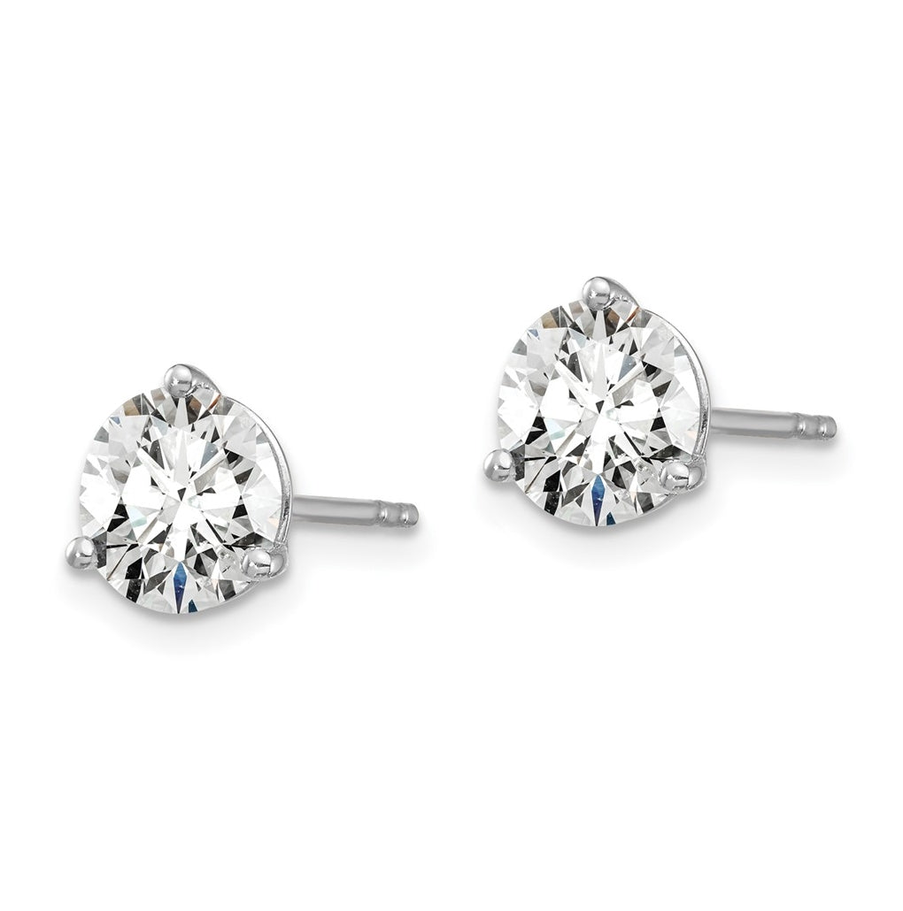 18k Yellow Or White Gold Or Platinum Certified Lab Grown Diamond VS+ F+ Round Complete Three Prong Stud Earrings