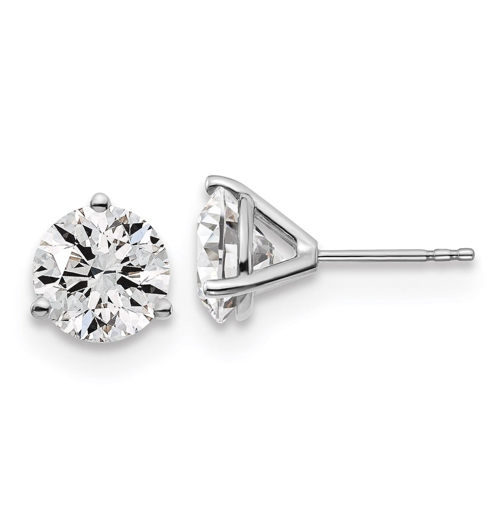 18k Yellow Or White Gold Or Platinum Certified Lab Grown Diamond VS+ F+ Round Complete Three Prong Stud Earrings