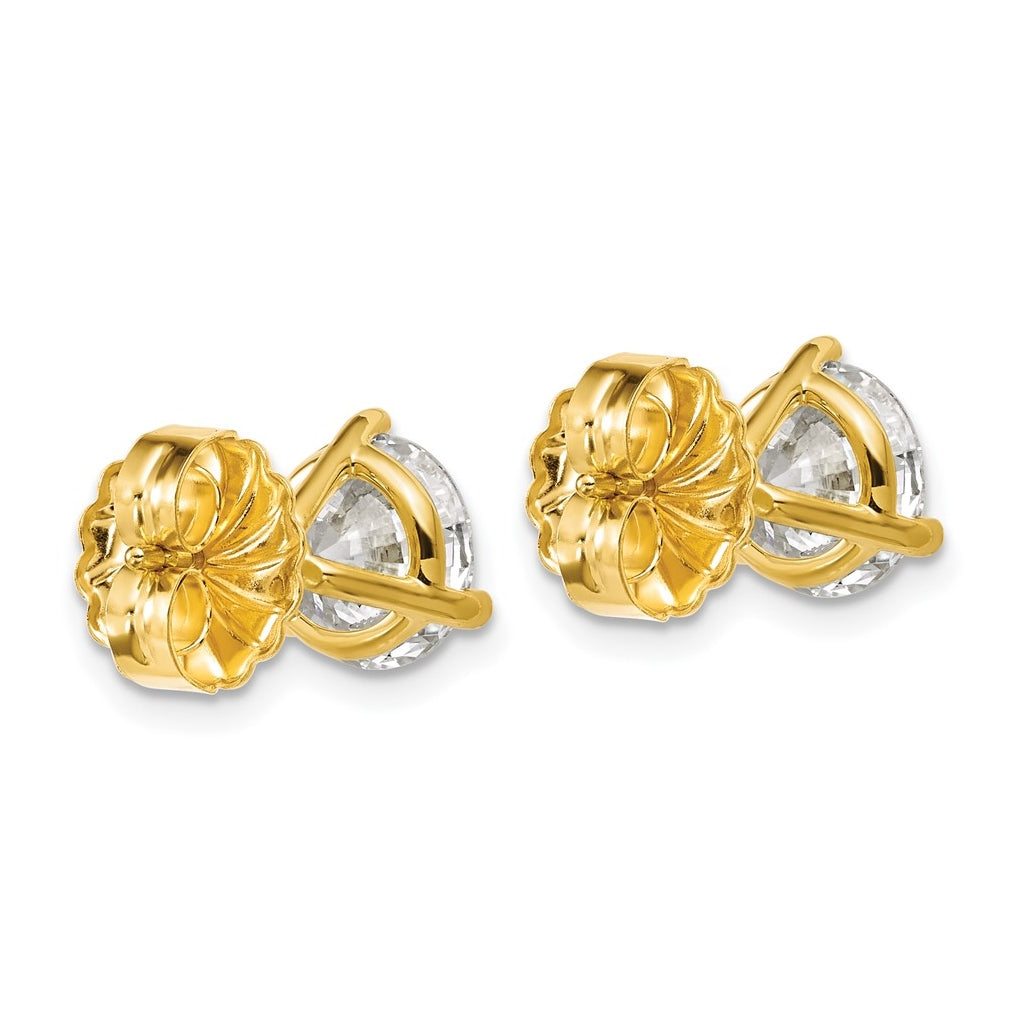 18k Yellow Or White Gold Or Platinum Certified Lab Grown Diamond VS+ F+ Round Complete Three Prong Stud Earrings