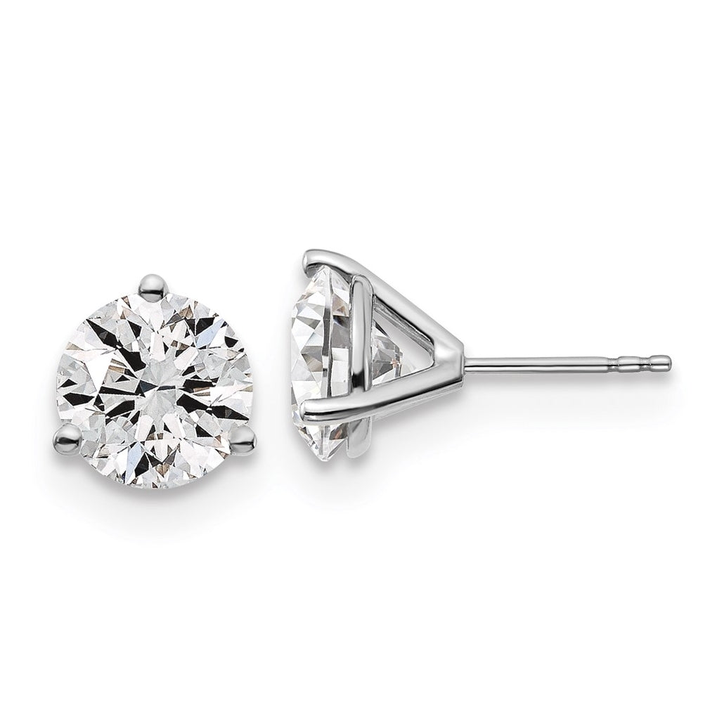 18k Yellow Or White Gold Or Platinum Certified Lab Grown Diamond VS+ F+ Round Complete Three Prong Stud Earrings