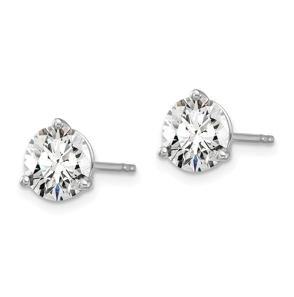 18k Yellow Or White Gold Or Platinum Certified Lab Grown Diamond VS+ F+ Round Complete Three Prong Stud Earrings