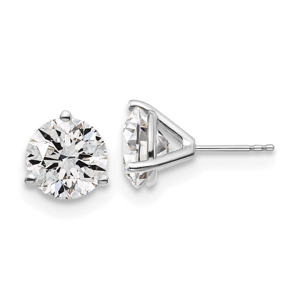 18k Yellow Or White Gold Or Platinum Certified Lab Grown Diamond VS+ F+ Round Complete Three Prong Stud Earrings
